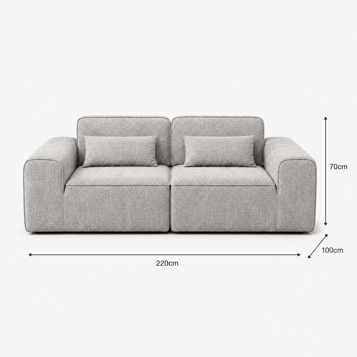 Canapé modulaire velours chenille gris clair 2 places Luvio Home
