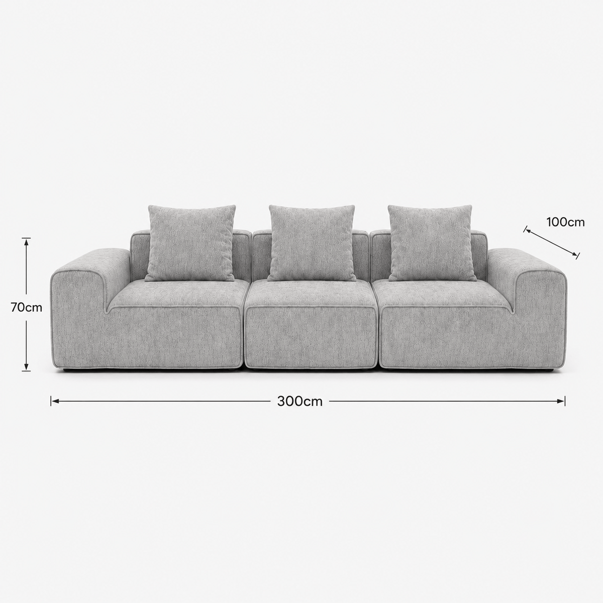 Canapé modulaire velours chenille gris clair 3 places Luvio Home