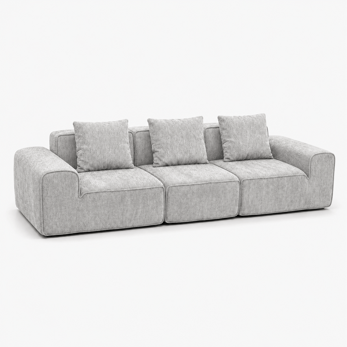 Canapé modulaire velours chenille gris clair 3 places Luvio Home