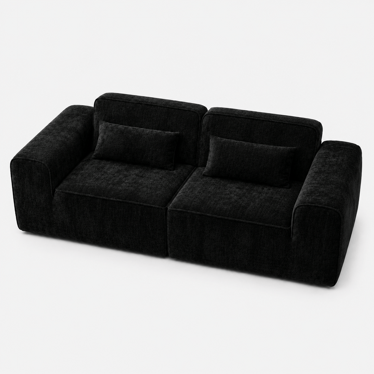 Canapé modulaire velours chenille noir 2 places Luvio Home