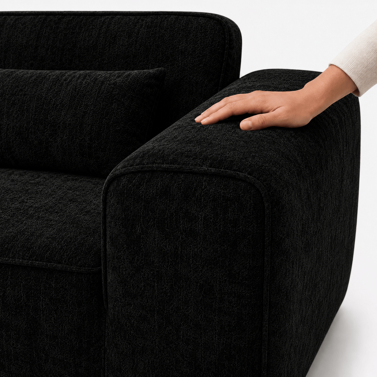 Canapé modulaire velours chenille noir 2 places Luvio Home