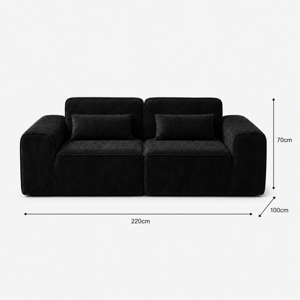 Canapé modulaire velours chenille noir 2 places Luvio Home