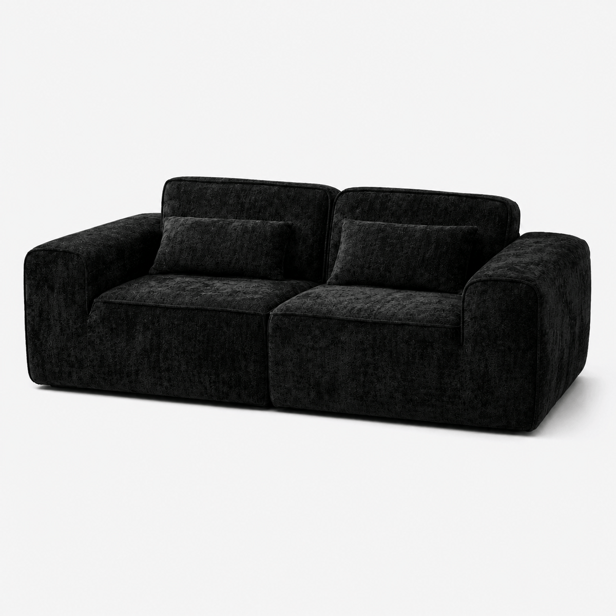 Canapé modulaire velours chenille noir 2 places Luvio Home