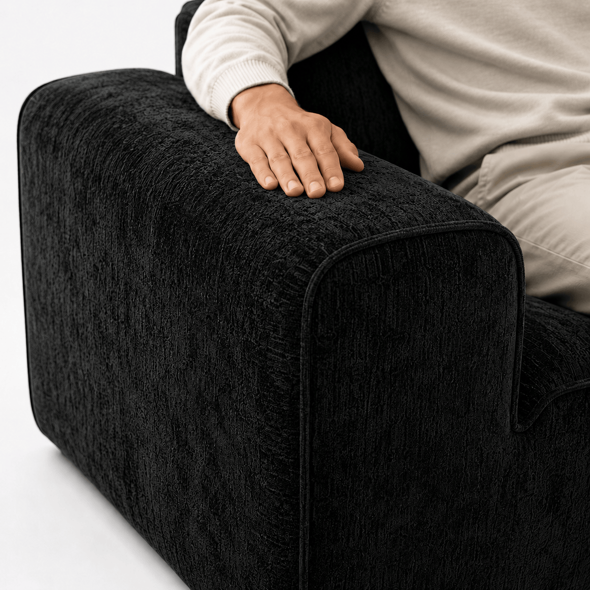 Canapé modulaire velours chenille noir 3 places Luvio Home