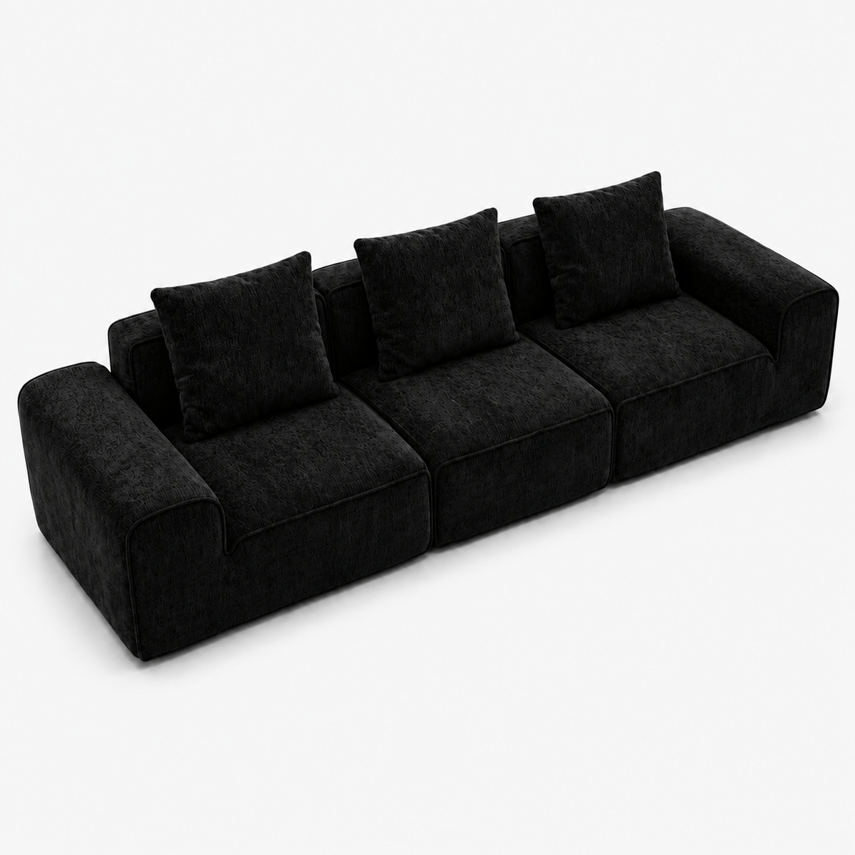 Canapé modulaire velours chenille noir 3 places Luvio Home