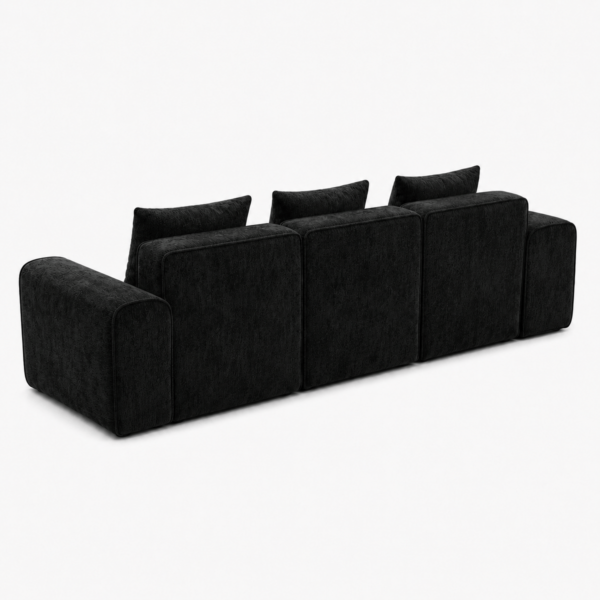 Canapé modulaire velours chenille noir 3 places Luvio Home