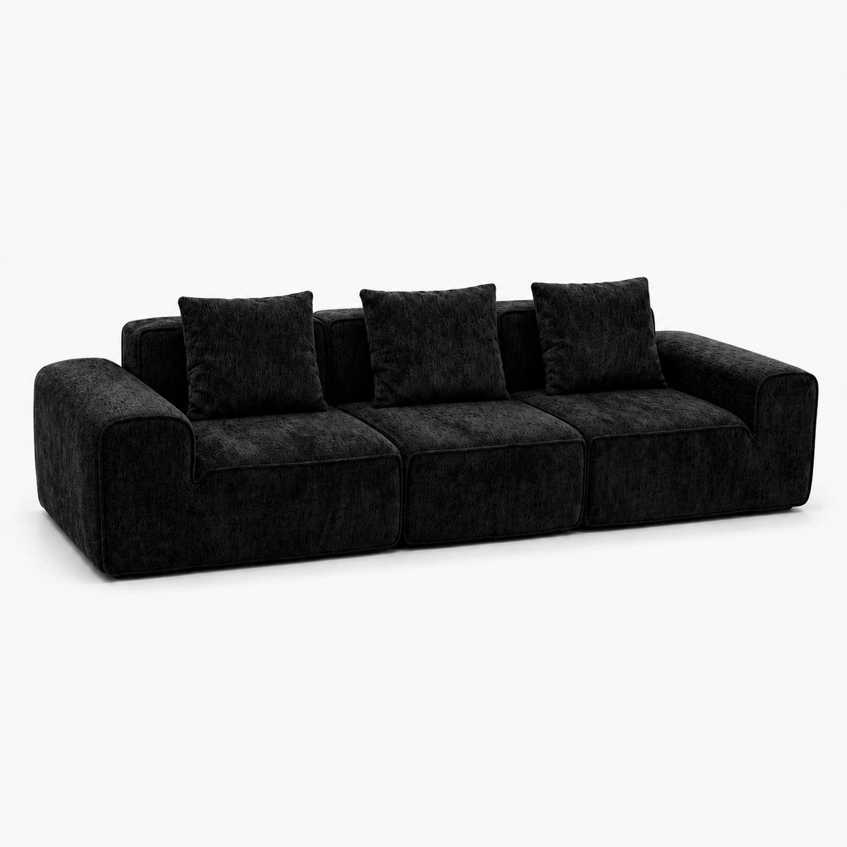 Canapé modulaire velours chenille noir 3 places Luvio Home