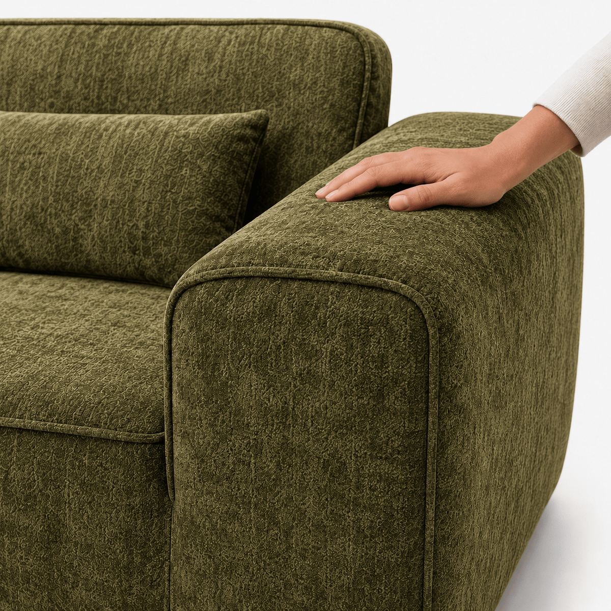 Canapé modulaire velours chenille vert kaki 2 places Luvio Home