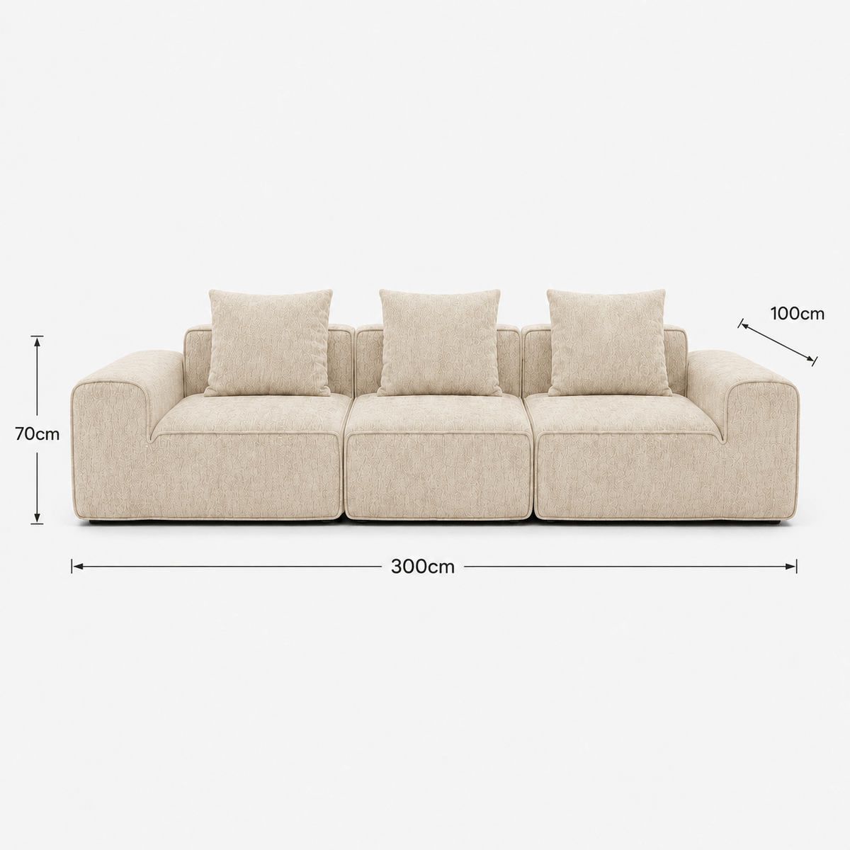 Canapé modulaire velours crème 3 places Luvio Home