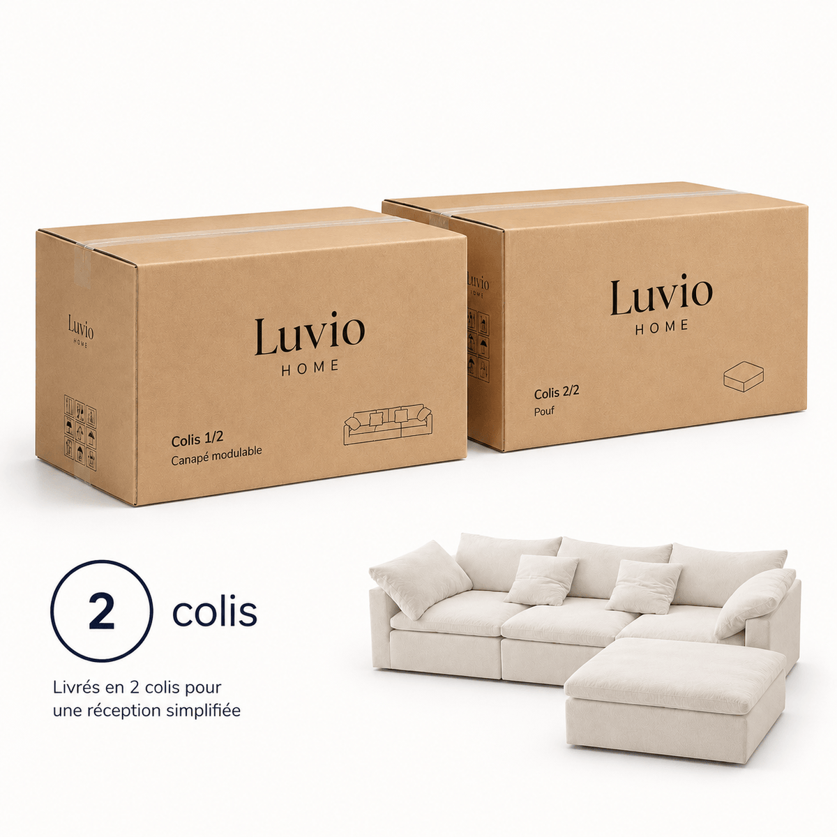 Canapé nuage modulable blanc avec îlot Luvio Home