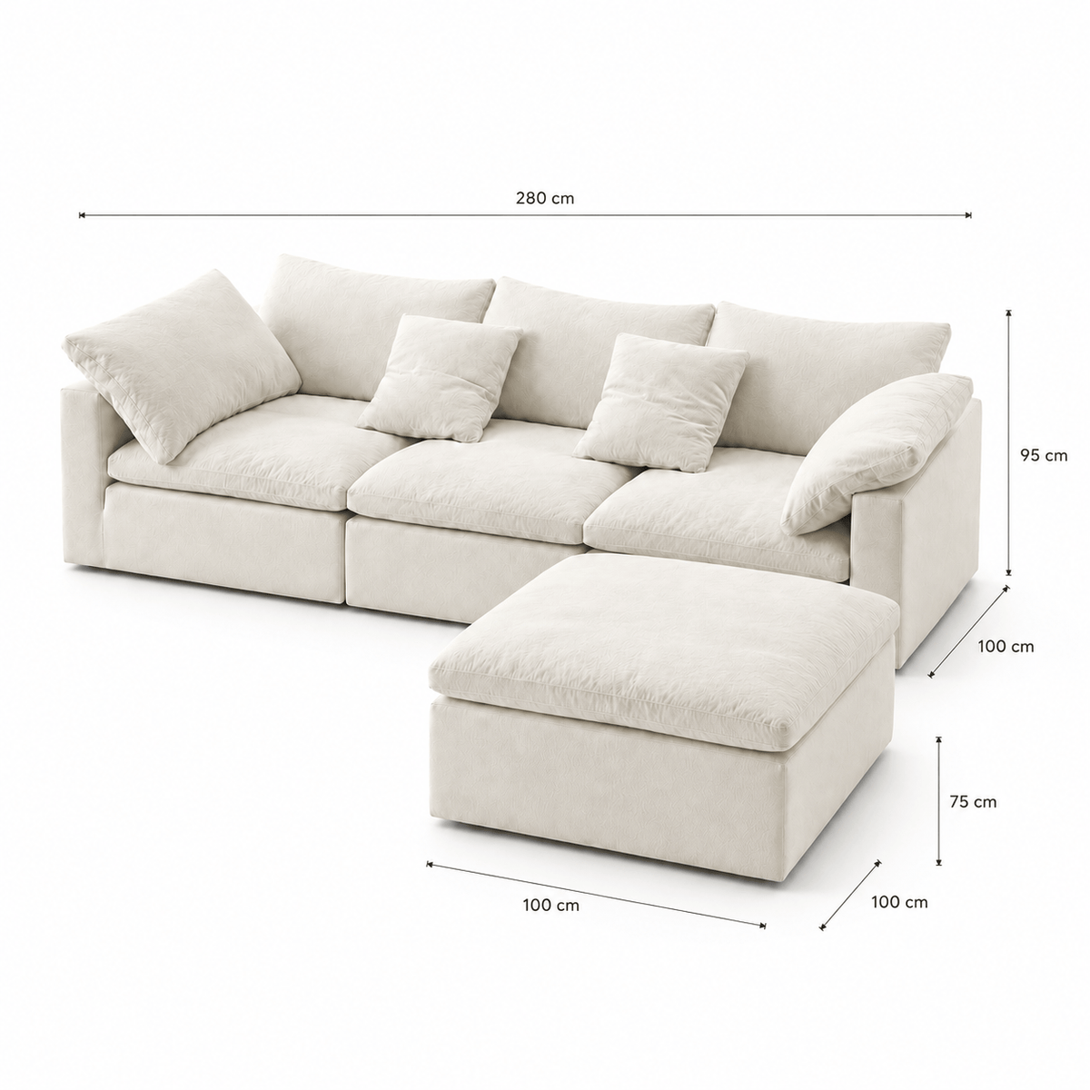 Canapé nuage modulable blanc avec îlot Luvio Home