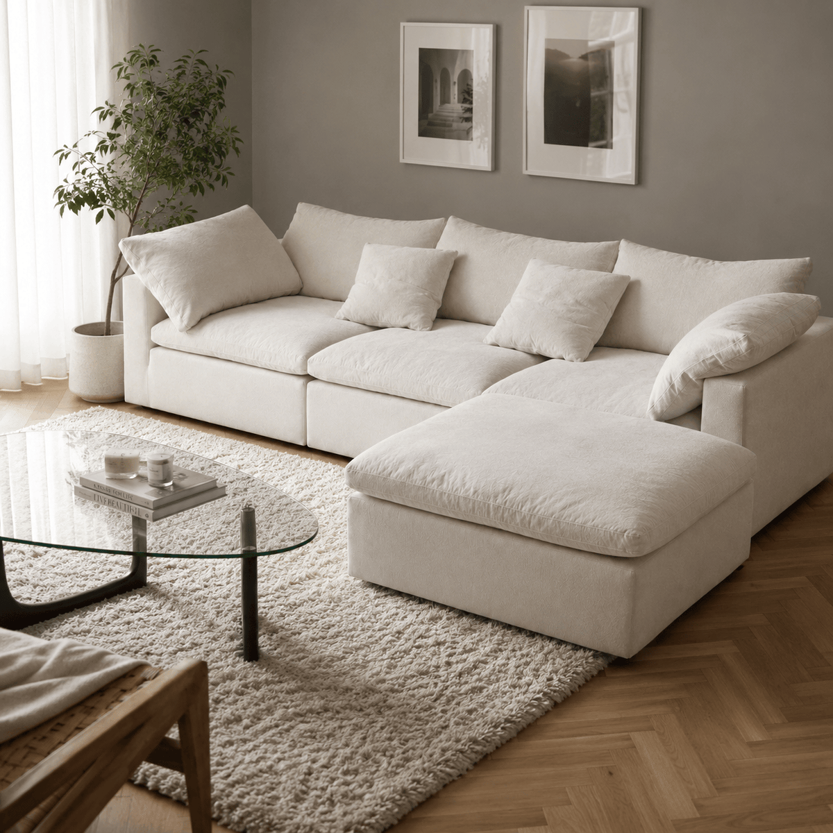 Canapé nuage modulable blanc avec îlot Luvio Home